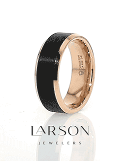 Product video thumbnail placeholder for the rose gold and black tungsten ring