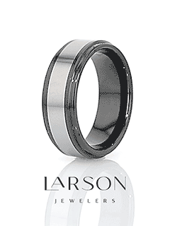 Product video thumbnail for HELSINKI raised-center black ceramic with tungsten inlay ring