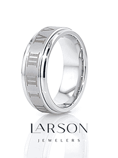 IMPERIUS Raised Center Brush Finish Spinner Ring with Roman Numerals - 8mm