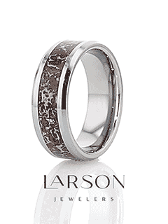 JURASSIC Red Dinosaur Bone Inlaid Tungsten Carbide Beveled Edged Ring - 4mm & 8mm