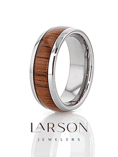 KAMEHA Tungsten Domed Profile Polished Finish Men’s Wedding Ring with Koa Wood Inlay - 8mm