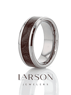 KEVAZ Bubinga Wood Inlaid Tungsten Carbide Ring with Bevels - 8mm