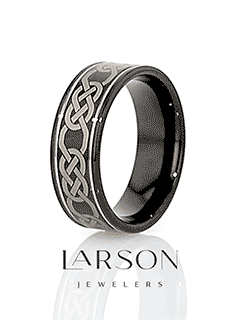 KILKENNY Black Tungsten Ring with Celtic Pattern - 8mm
