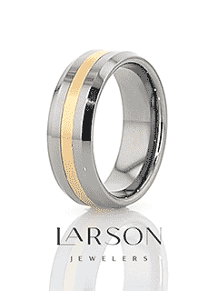 LEGIONAIRE Gold Inlaid Beveled Tungsten Ring - 6mm & 8mm