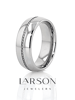 LYON Braided Silver Inlay Domed Tungsten Ring - 8 mm