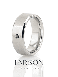 LYSANDRA Men’s Black Diamond Brushed Tungsten Wedding Band with Polished Beveled Edges - 6mm & 8mm