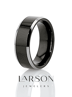 MACLAREN Black Polished Center Tungsten Wedding Band with Polished Gray Beveled Edges, 4mm–8mm