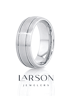 Product video demonstrating the MAGNUS domed brushed tungsten carbide ring with dual grooves