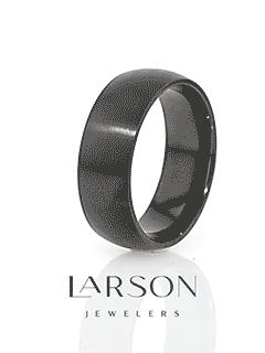 MARAUDER Domed Brushed Finish Black Titanium Men’s Wedding Band - 6mm & 8mm