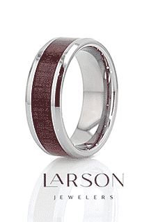 MAUVE Purpleheart Wood Inlaid Tungsten Carbide Ring with Bevels - 8mm