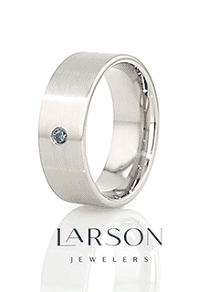 MAVI Men’s Brushed Finish Flat Tungsten Wedding Band with Blue Diamond - 6mm & 8mm