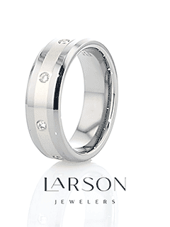 NEWPORT Beveled Tungsten Diamond Carbide Ring with Platinum Inlay - 8mm
