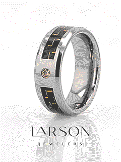 NOAH Tungsten Ring with Black and Orange Carbon Fiber and Orange Padparadscha Setting - 8mm