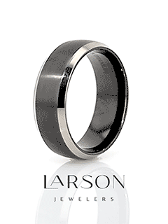 NOLAN Brushed Domed Black Titanium Wedding Band with Polished Beveled Edges - 8mm