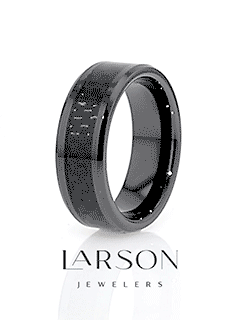 ONYX Black Carbon Fiber Inlaid Black Ceramic Wedding Band - 4mm - 12mm