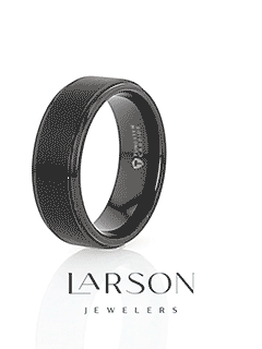 ORION Flat Black Tungsten Ring with Brushed Raised Center & Polished Step Edges - 6mm - 8mm