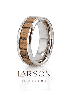 PALMALETTO Tungsten Carbide Ring with Beveled Edges and Real Zebra Wood Inlay - 4mm - 10mm