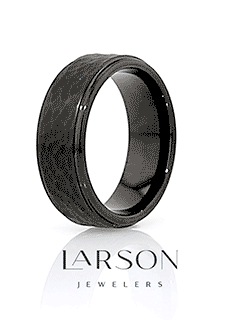 Product video showcasing the REBEL black tungsten carbide hammered wedding band