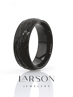 Product video thumbnail for the RENEGADE hammered black tungsten carbide wedding band