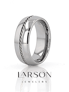 ROSSMOOR Braided 14K Rose Gold Inlay Domed Tungsten Ring - 6mm & 8mm