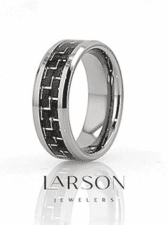 SAN DIEGO Black and Silver Carbon Fiber Inlaid Tungsten Ring - 8mm