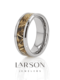 TERRA Tungsten Carbide Band with Leaves Grassland Camo Inlay - 8mm