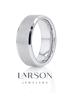 Product video showcasing the THORNE flat tungsten carbide ring with wire-brushed finish and beveled edges