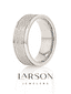 THORNTON Hammered Finish Center White Tungsten Carbide Wedding Band with Dual Offset Grooves and Polished Edges - 6mm & 8mm