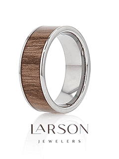 THRACO Flat Carpathian Wood Inlaid Tungsten Carbide Ring with Polished Edges - 8mm