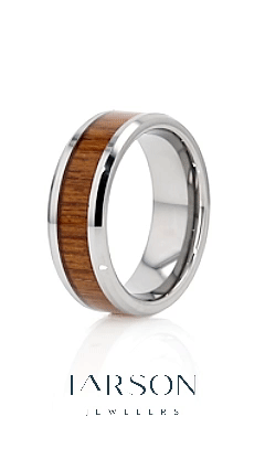 TEKKU Wood Tungsten Ring with Polished Bevels and Teak Wood Inlay - 10mm