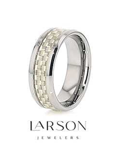 ULTIMUS Tungsten Carbide Ring with Beveled White Carbon Fiber Inlay - 4mm - 12mm