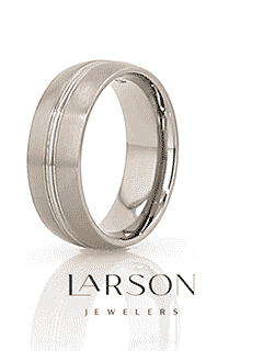UPTON Titanium Brushed Finish Men’s Wedding Ring with Polished Grooved Center - 8mm