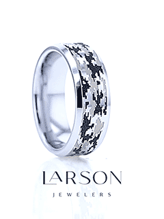 STEALTH Tungsten Carbide Wedding Ring with Engraved Digital Camouflage - 8mm