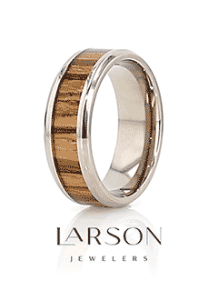 ZINGANA Titanium Ring with Beveled Edges and Real Zebra Wood Inlay - 8mm