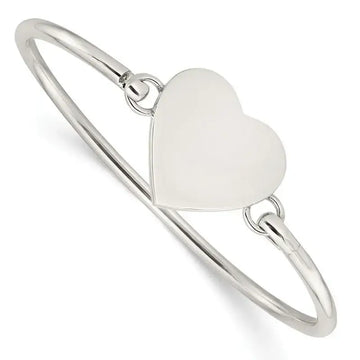 Sterling Silver Polished Engravable Heart Bangle - Larson Jewelers