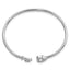 Sterling Silver Rhodium-plated CZ Heart and Key Flexible Bangle - Larson Jewelers