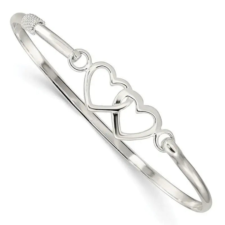 Sterling Silver Polished Heart Bangle - Larson Jewelers