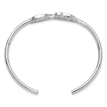 Sterling Silver Rhodium-plated Heart Infinity Symbol Cuff Bangle - Larson Jewelers