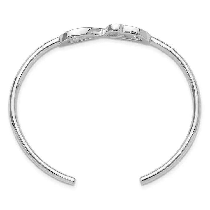 Sterling Silver Rhodium-plated Heart Infinity Symbol Cuff Bangle - Larson Jewelers