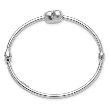 Sterling Silver Rhodium-plated Polished Heart Hinged Bangle - Larson Jewelers