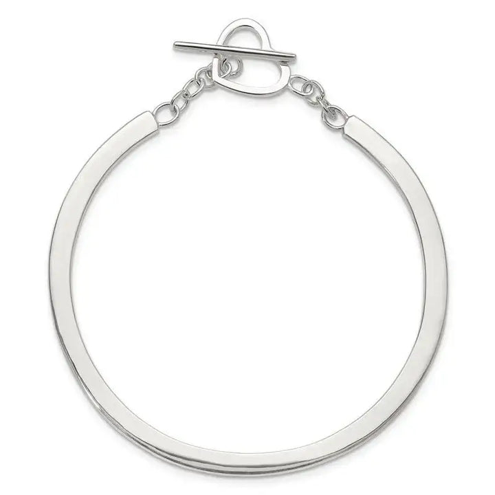 Sterling Silver Polished Heart Toggle Clasp Bangle Bracelet - Larson Jewelers