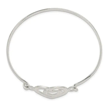 Sterling Silver Heart within a Heart Bangle Bracelet - Larson Jewelers