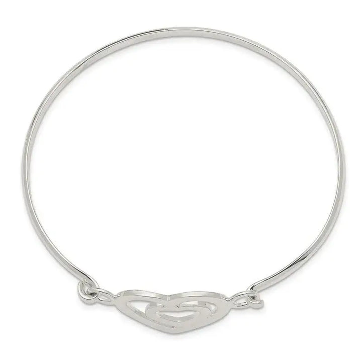 Sterling Silver Heart within a Heart Bangle Bracelet - Larson Jewelers