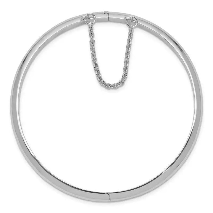 Sterling Silver Rhodium-plated 5mm w/Chain Bracelet Hinged Bangle - Larson Jewelers