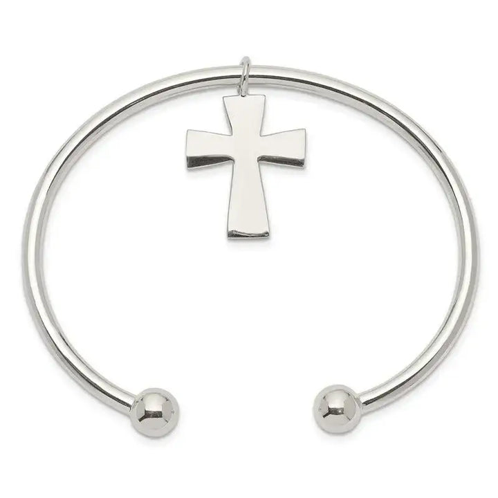 Sterling Silver Cross Cuff Bangle Bracelet - Larson Jewelers