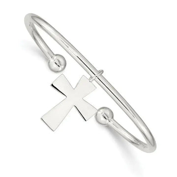 Sterling Silver Cross Cuff Bangle Bracelet - Larson Jewelers