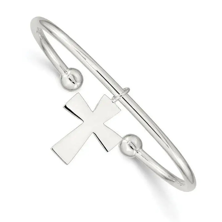 Sterling Silver Cross Cuff Bangle Bracelet - Larson Jewelers