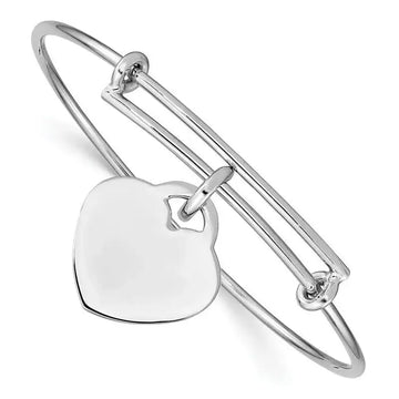 Sterling Silver Rhodium-plated Engraveable Heart Bangle - Larson Jewelers