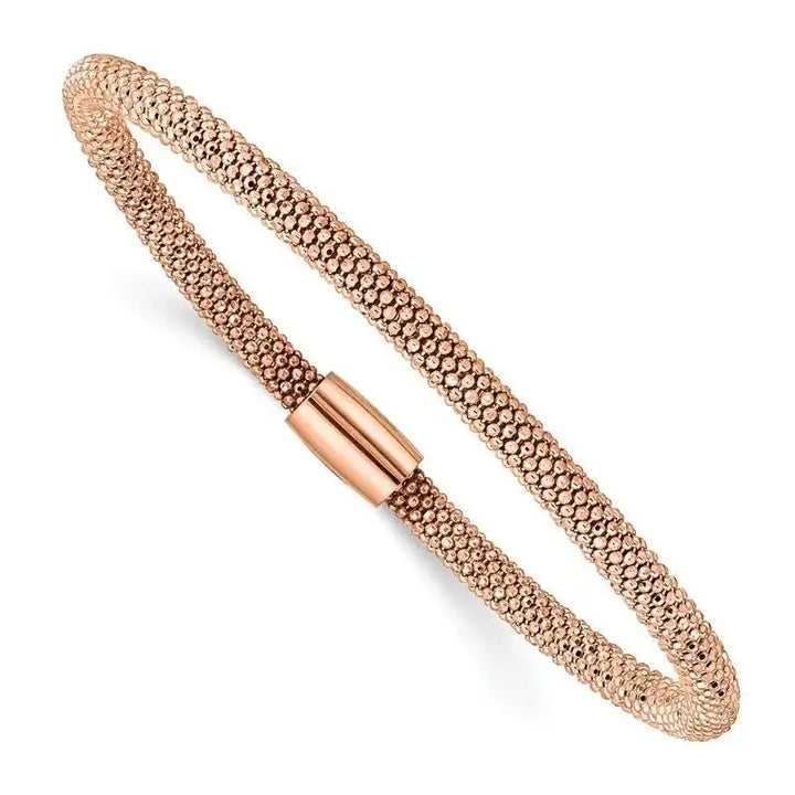 Sterling Silver Rose-tone Fancy Chain Magnetic Clasp Bracelet - Larson Jewelers
