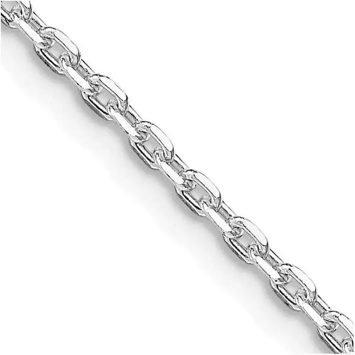 Sterling Silver Rhodium-plated 2mm Beveled Oval Cable Chain Necklace - Larson Jewelers